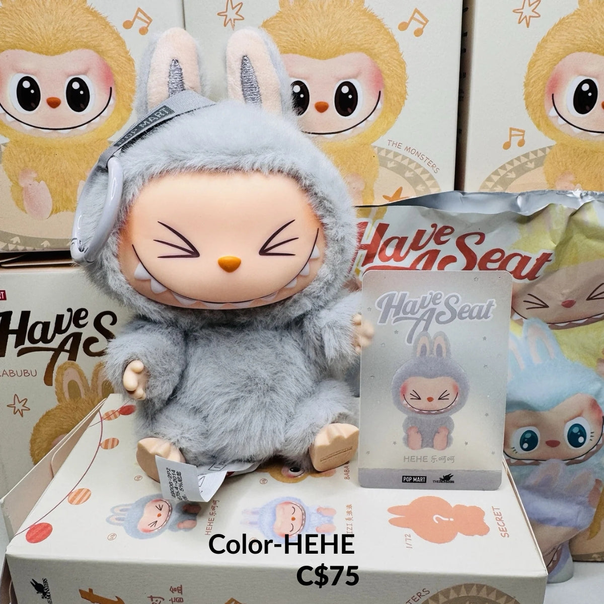 POP MART The Monsters Have A Seat Series- Color- HEHE - Vinyl Plush Pendant Keychain Blind Box Toys Mystery Box Mistery Caixa Action Figure