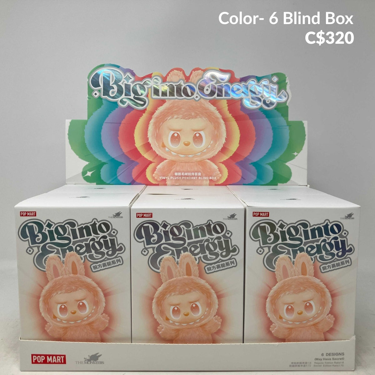 POP MART Labubu THE MONSTERS Big into Energy Series- Color - 6 Blind Boxes - Vinyl Plush Pendant Mystery Box Guess Bag Toys Doll Cute Anime Figure
