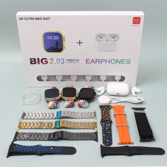 13 in 1 Ultra Watch + Earbuds with 7 Straps