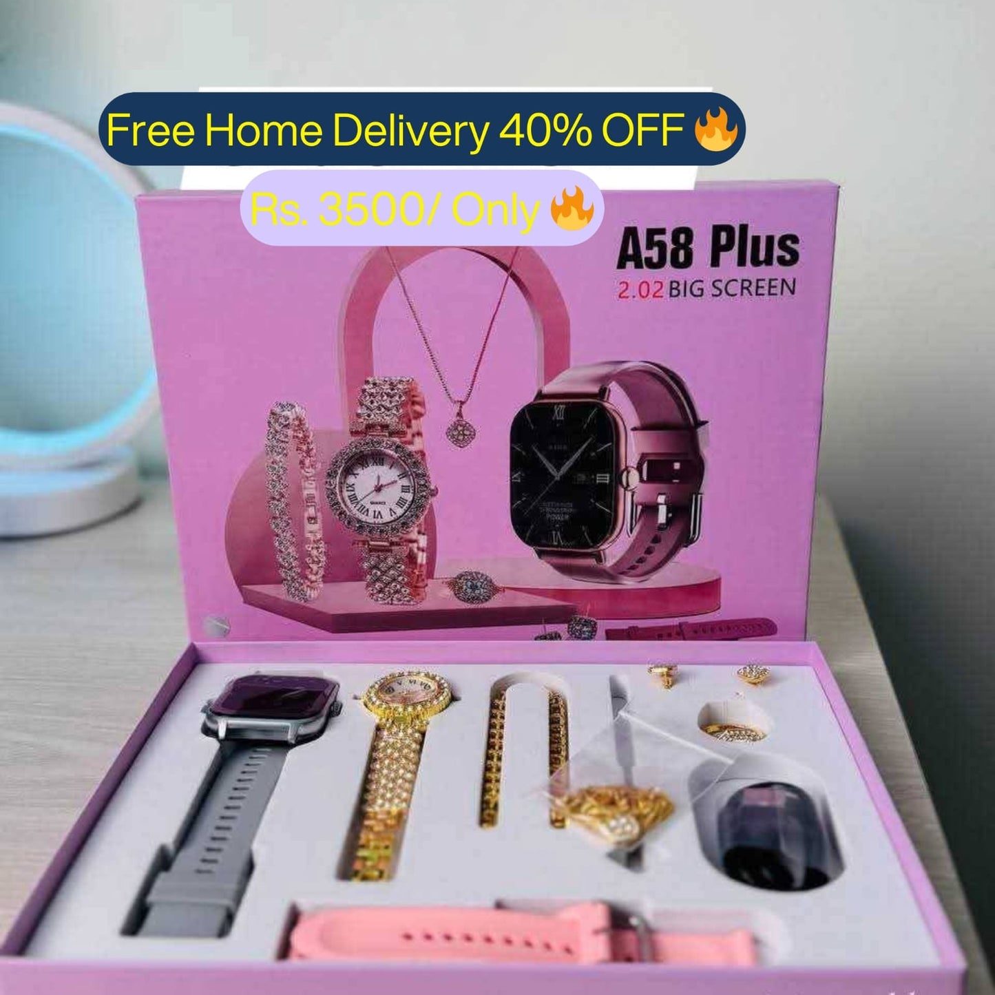 6 in 1 A58 Plus Smartwatch (2.02" Big Display)